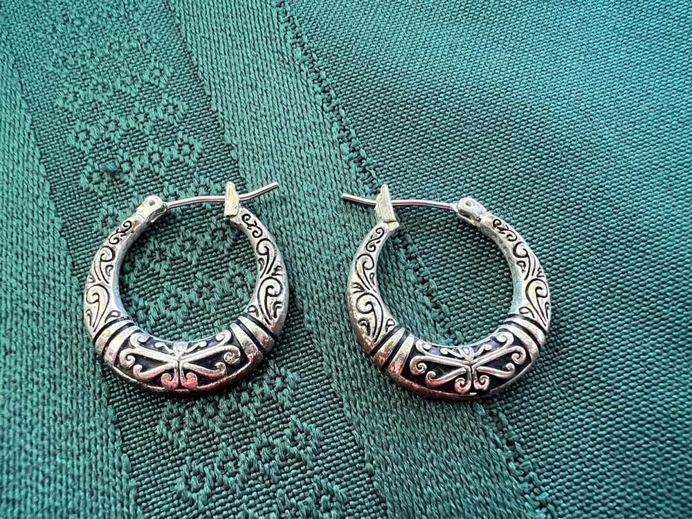 Balinese-Inspired Artisan-Made Sterling Silver Hoop Earrings with Engraved Filig